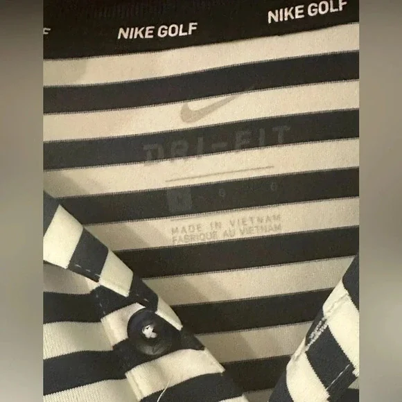 Men Large Nike Dri-Fit Golf Polo Blue/White Stripped (100% POLY) - Picture 2 of 6